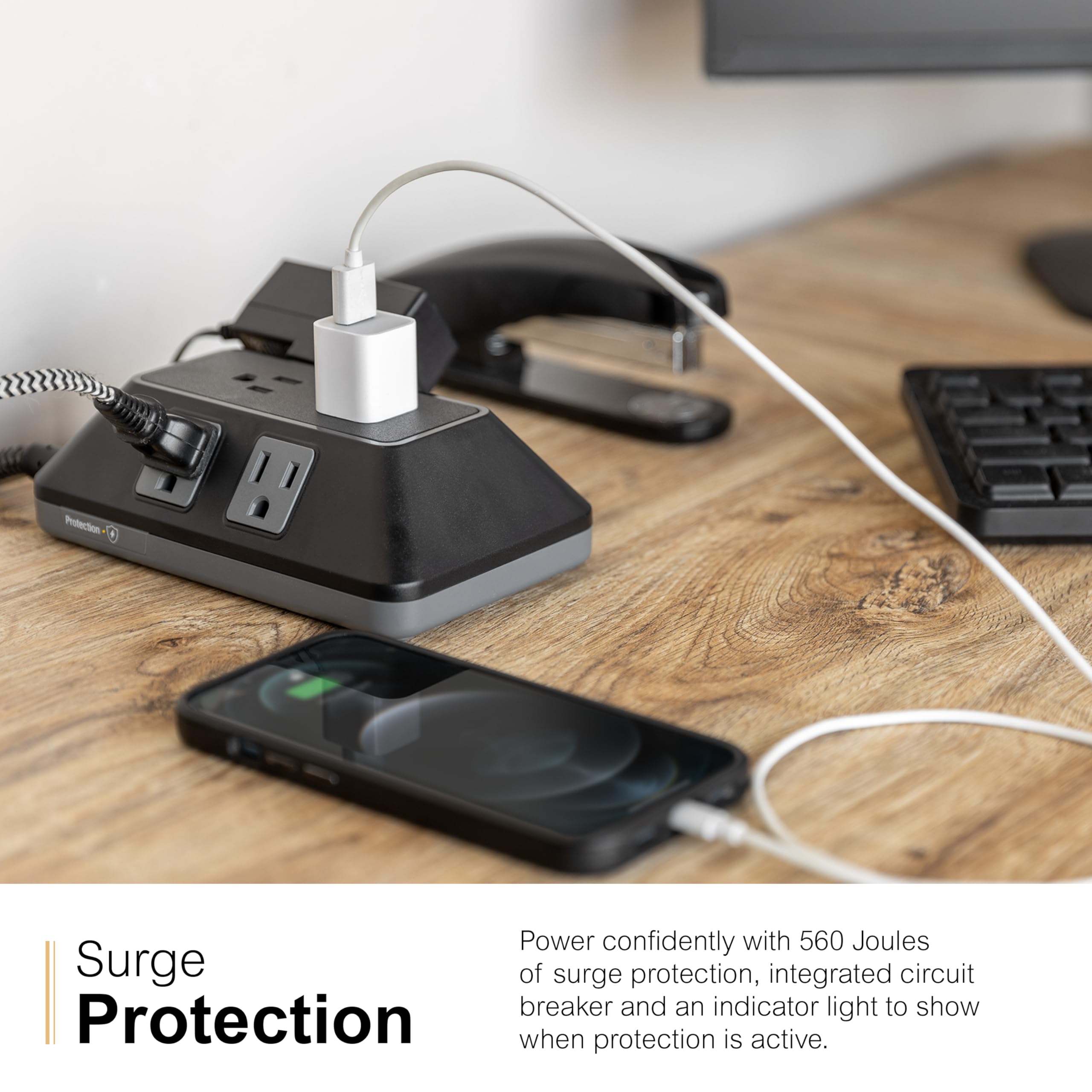 Foto 7 pulgar | Protector Contra Sobretensiones Ge De 6 Salidas Con Cable Trenzado 560j De 6 Pies, Negro - Venta Internacional.
