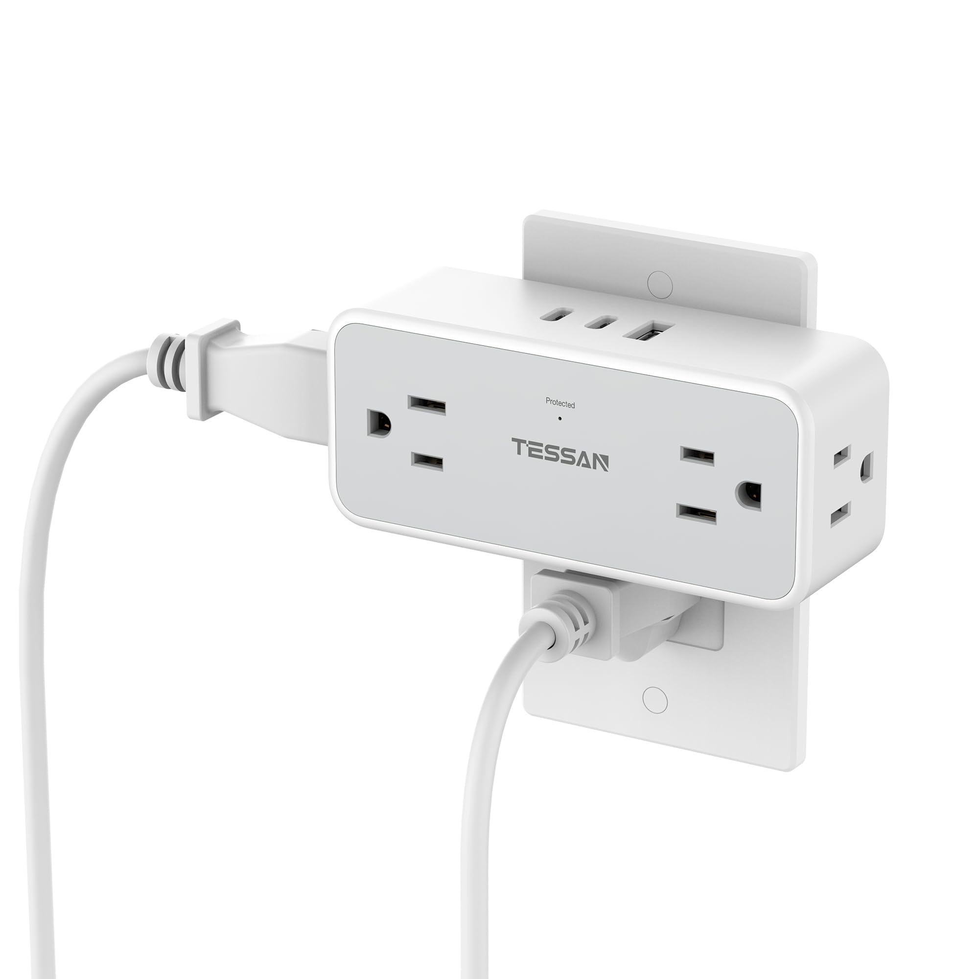 Divisor De Enchufe Múltiple Tessan, Protector Contra Sobretensiones Con Usb - Venta Internacional.