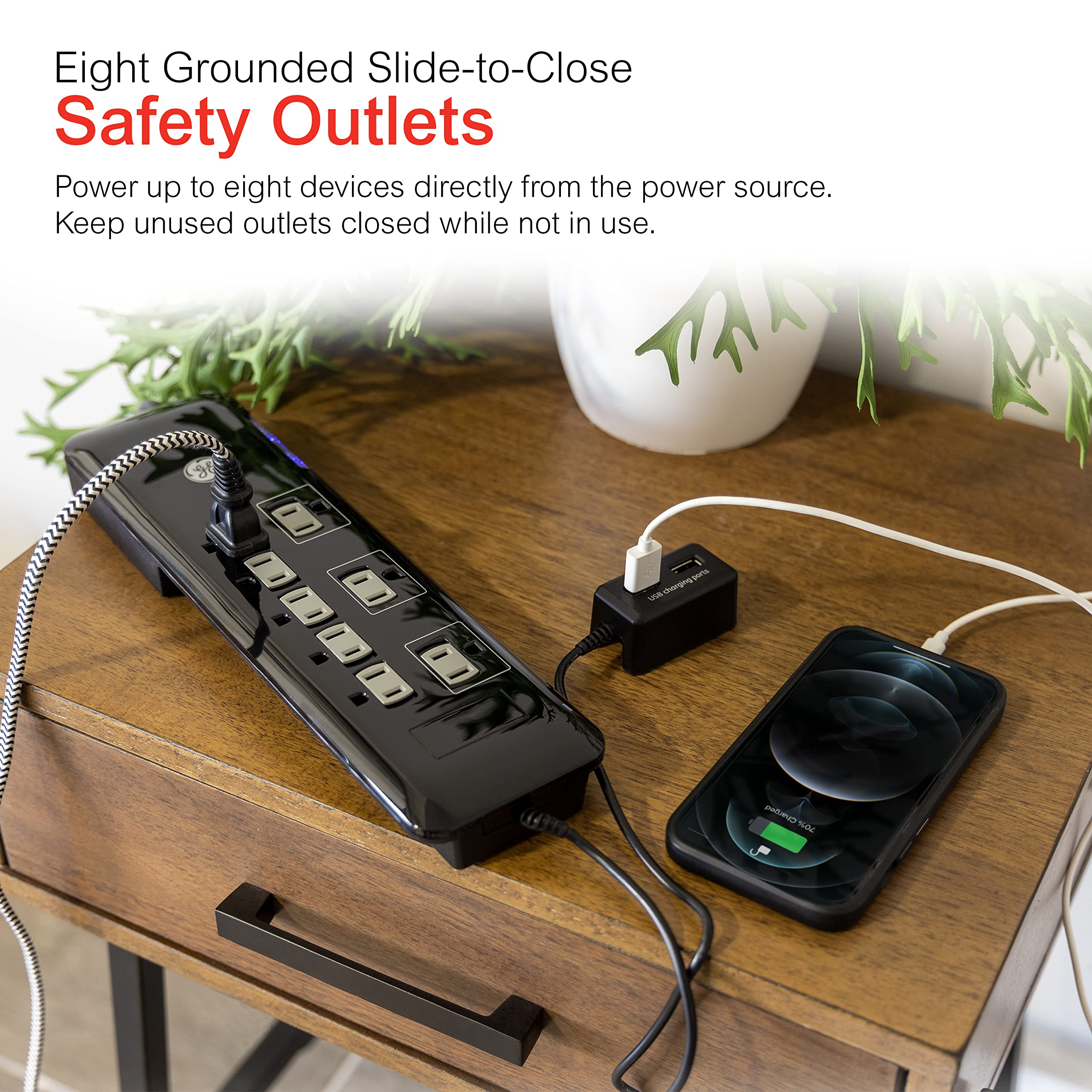 Foto 3 | Protector Contra Sobretensiones Ge Ultrapro De 8 Salidas Y 2 Puertos Usb De 4 Pies, Negro - Venta Internacional.