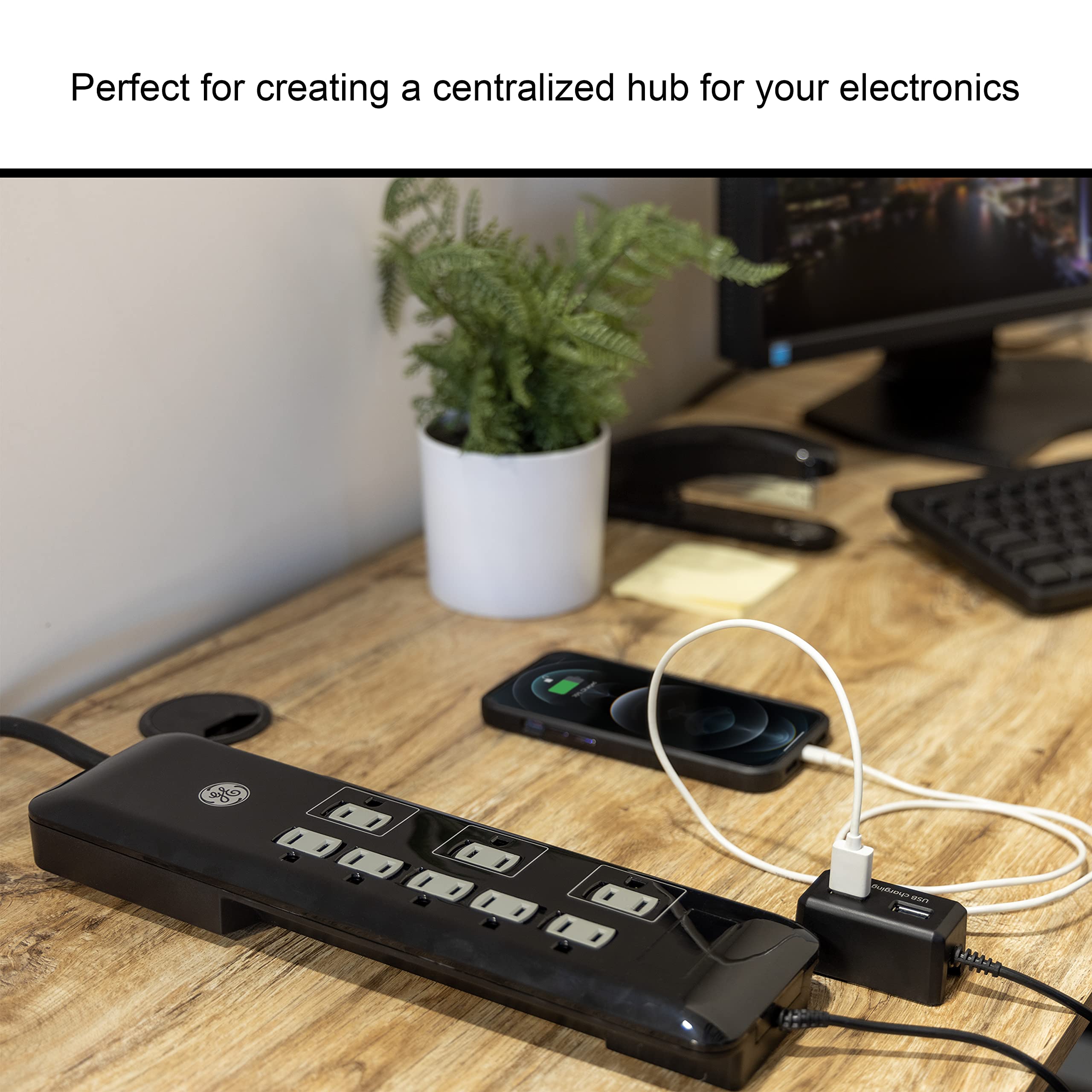 Foto 8 pulgar | Protector Contra Sobretensiones Ge Ultrapro De 8 Salidas Y 2 Puertos Usb De 4 Pies, Negro - Venta Internacional.