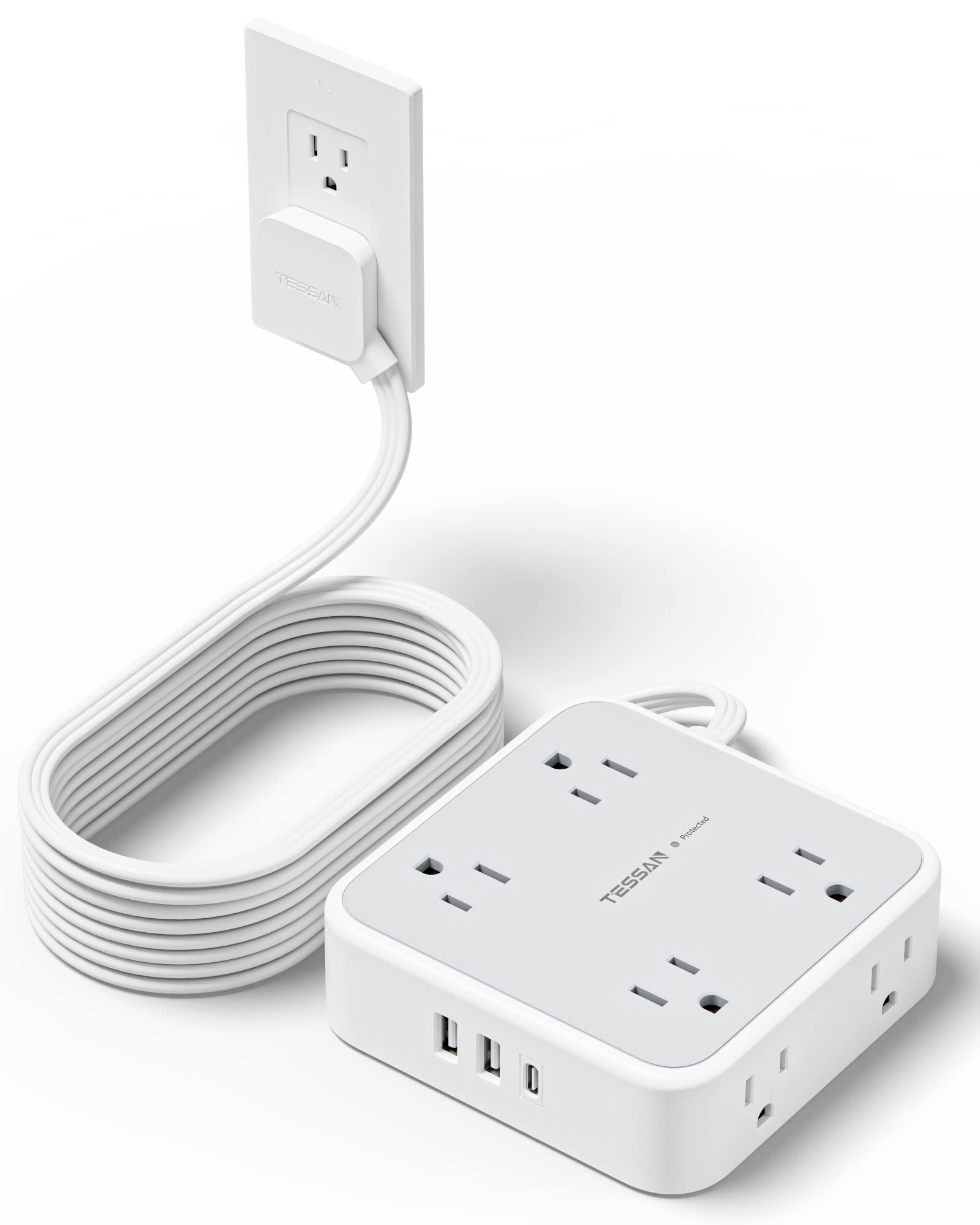 Foto 2 pulgar | Regleta De Alimentación Con Protector Contra Sobretensiones Tessan De 15 Pies Con 8 Salidas, 3 Usb - Venta Internacion