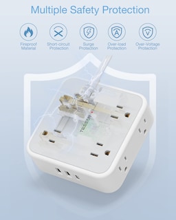 Foto 6 | Regleta De Alimentación Con Protector Contra Sobretensiones Tessan De 15 Pies Con 8 Salidas, 3 Usb - Venta Internacion