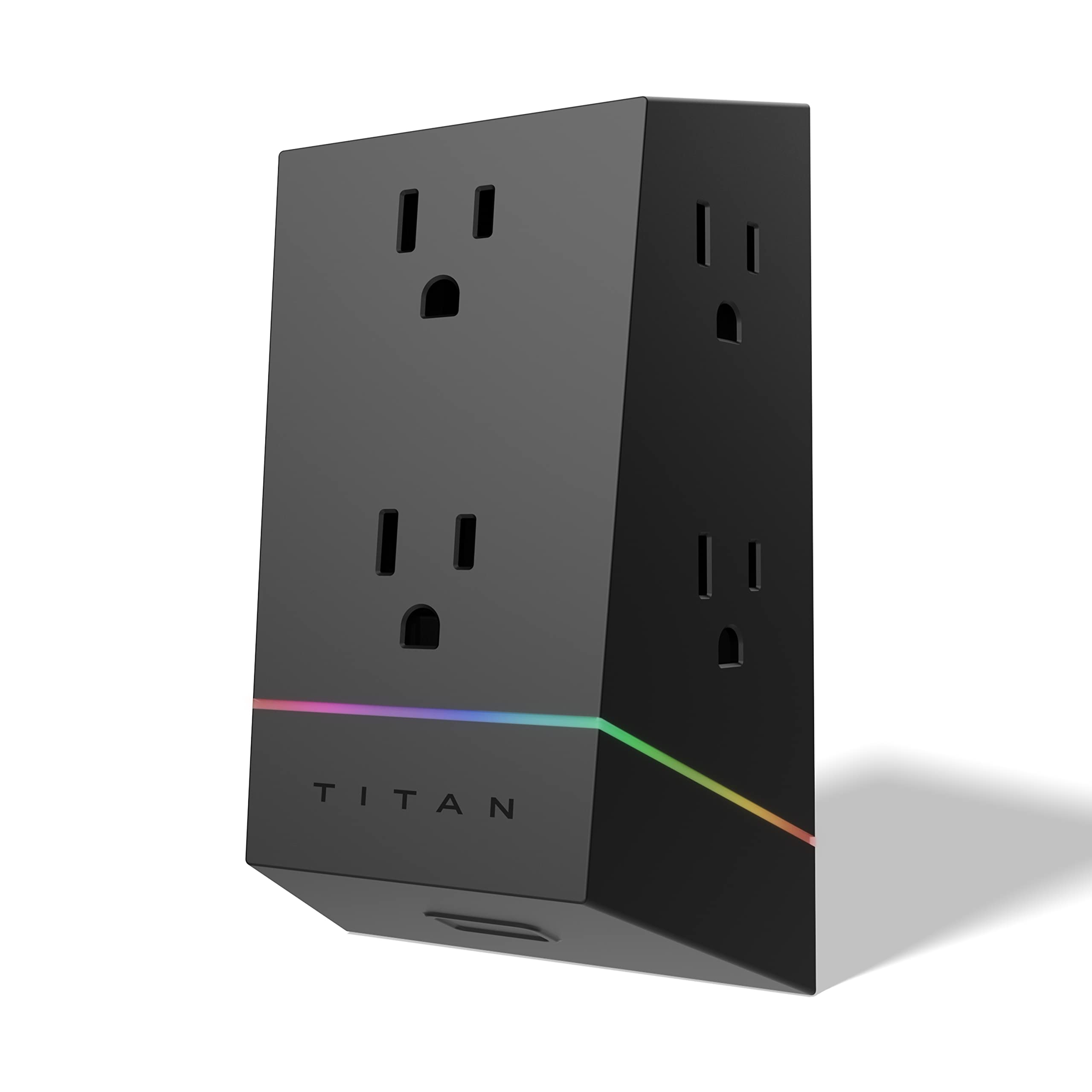 Foto 2 pulgar | Protector Contra Sobretensiones Titan De 6 Salidas Con Tira De Luz Led Negra - Venta Internacional.