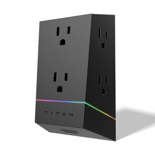 Foto 1 | Protector Contra Sobretensiones Titan De 6 Salidas Con Tira De Luz Led Negra - Venta Internacional.