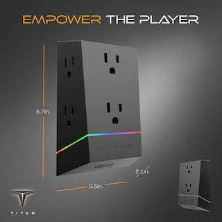 Foto 2 | Protector Contra Sobretensiones Titan De 6 Salidas Con Tira De Luz Led Negra - Venta Internacional.
