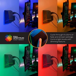 Foto 3 | Protector Contra Sobretensiones Titan De 6 Salidas Con Tira De Luz Led Negra - Venta Internacional.