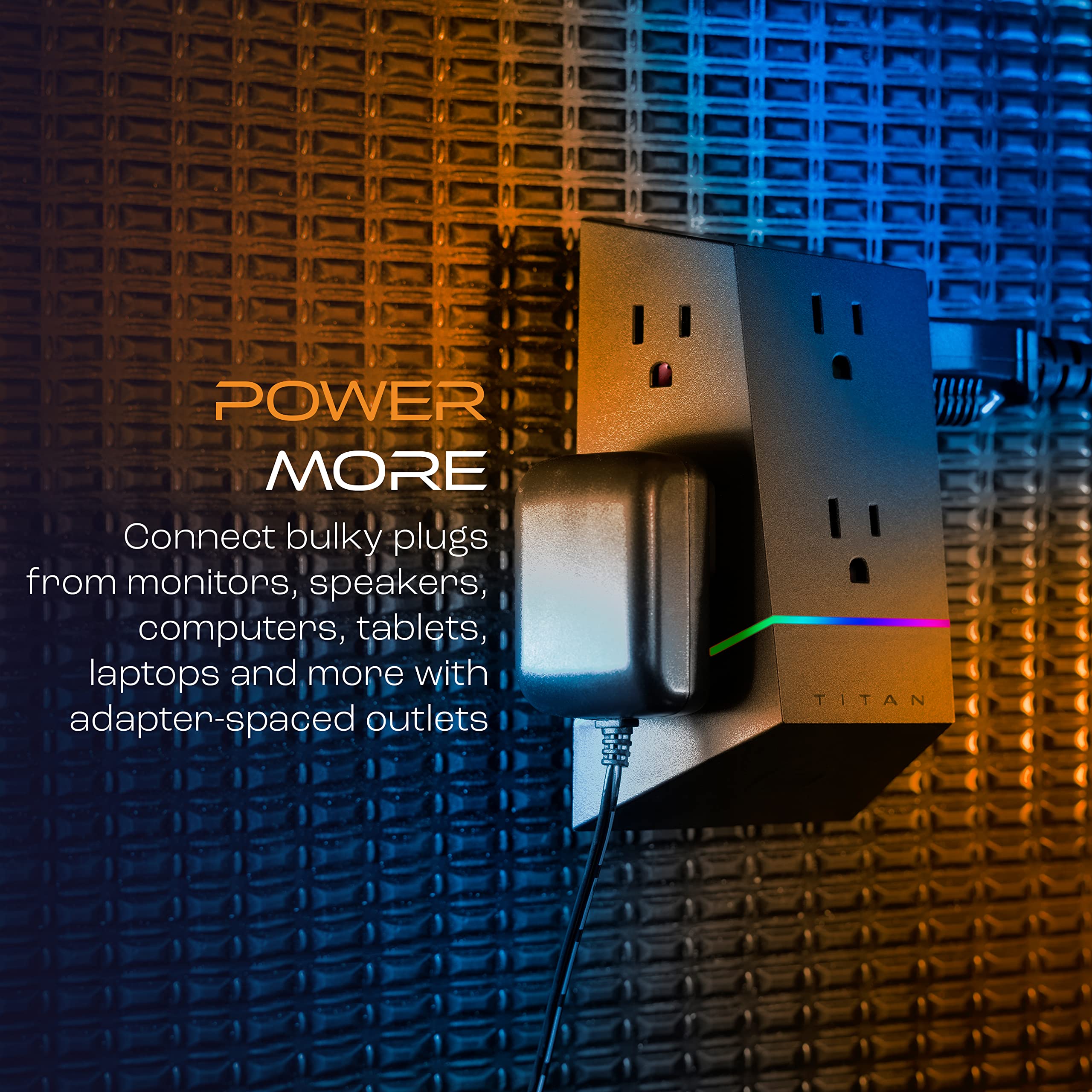 Foto 5 pulgar | Protector Contra Sobretensiones Titan De 6 Salidas Con Tira De Luz Led Negra - Venta Internacional.