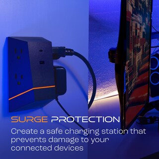 Foto 6 | Protector Contra Sobretensiones Titan De 6 Salidas Con Tira De Luz Led Negra - Venta Internacional.