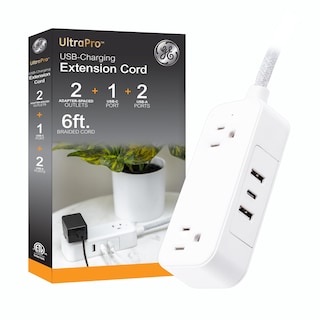 Foto 1 | Power Strip Ge 81597 Con 2 Salidas Y 3 Puertos Usb De 6 Pies, Color Blanco - Venta Internacional.