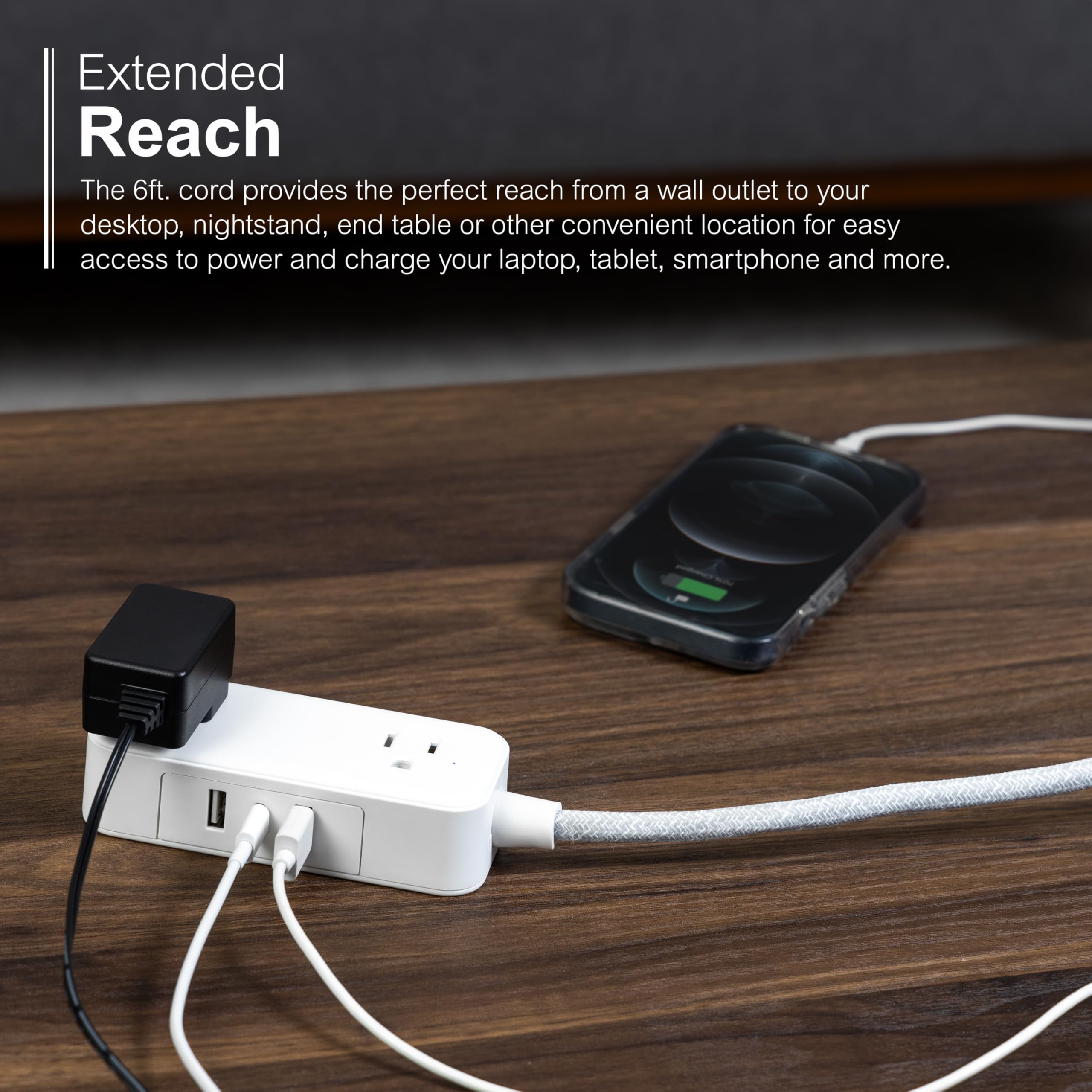 Foto 5 pulgar | Power Strip Ge 81597 Con 2 Salidas Y 3 Puertos Usb De 6 Pies, Color Blanco - Venta Internacional.