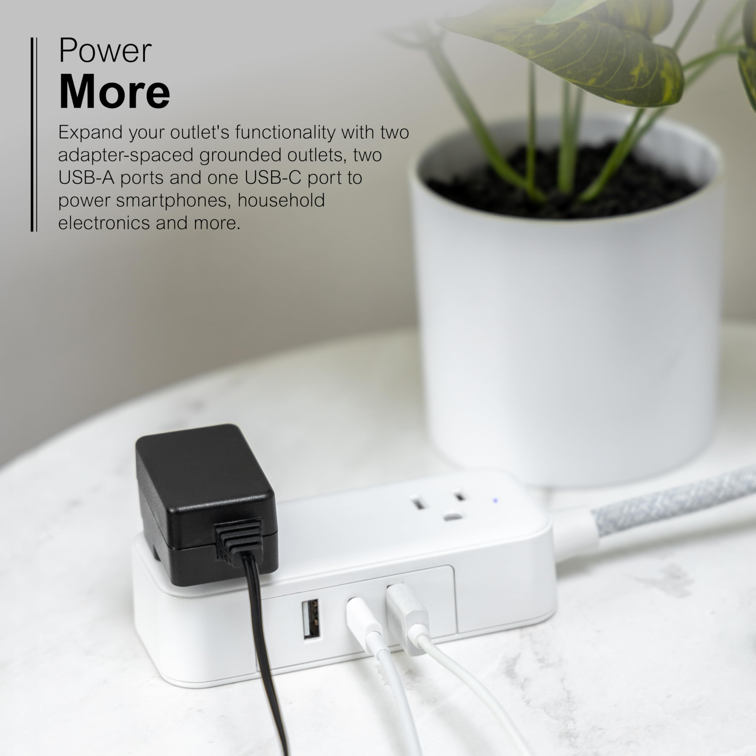 Foto 6 pulgar | Power Strip Ge 81597 Con 2 Salidas Y 3 Puertos Usb De 6 Pies, Color Blanco - Venta Internacional.