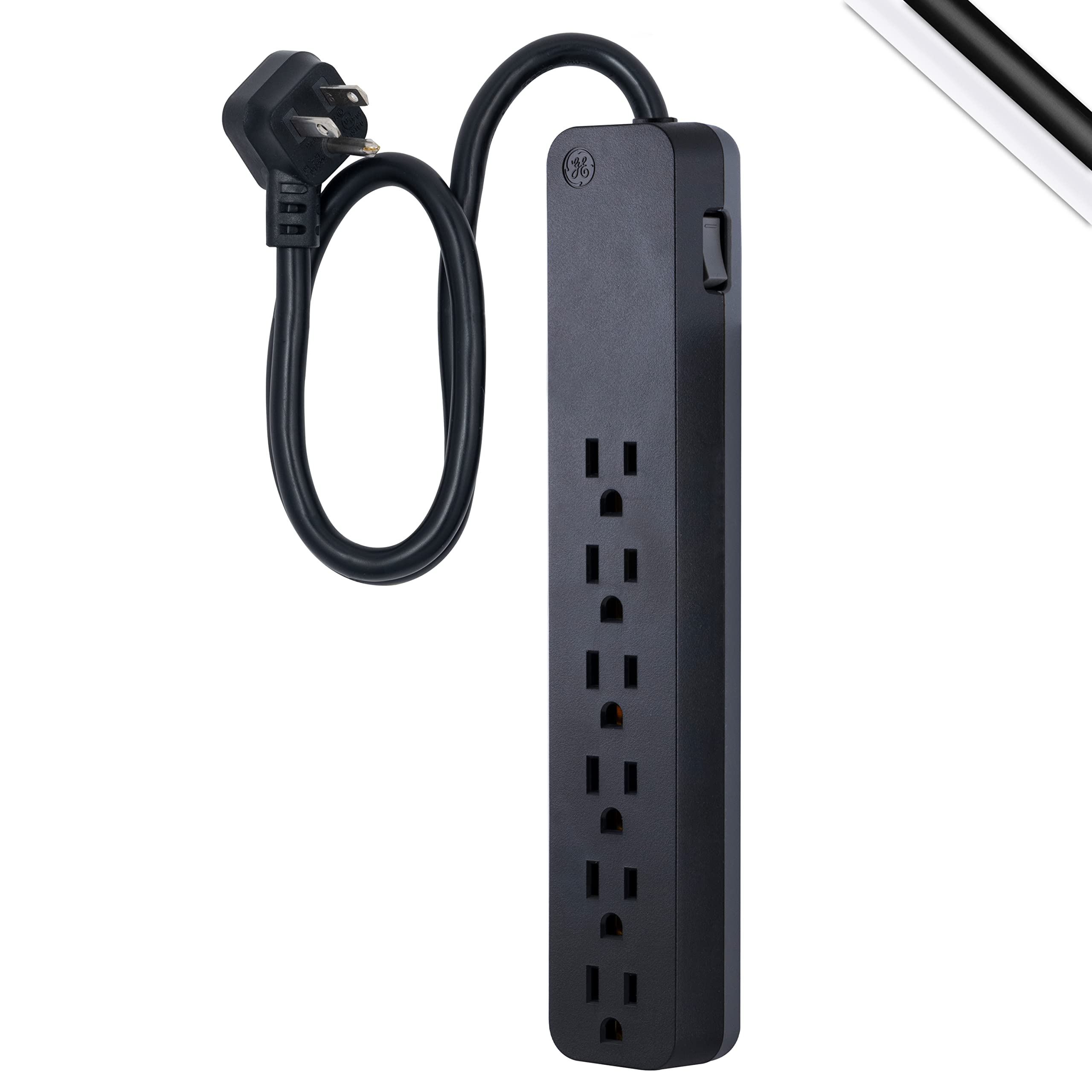 Protector Contra Sobretensiones Ge Pro, Cable Negro De 6 Salidas, 620 Julios Y 2 Pies - Venta Internacional.
