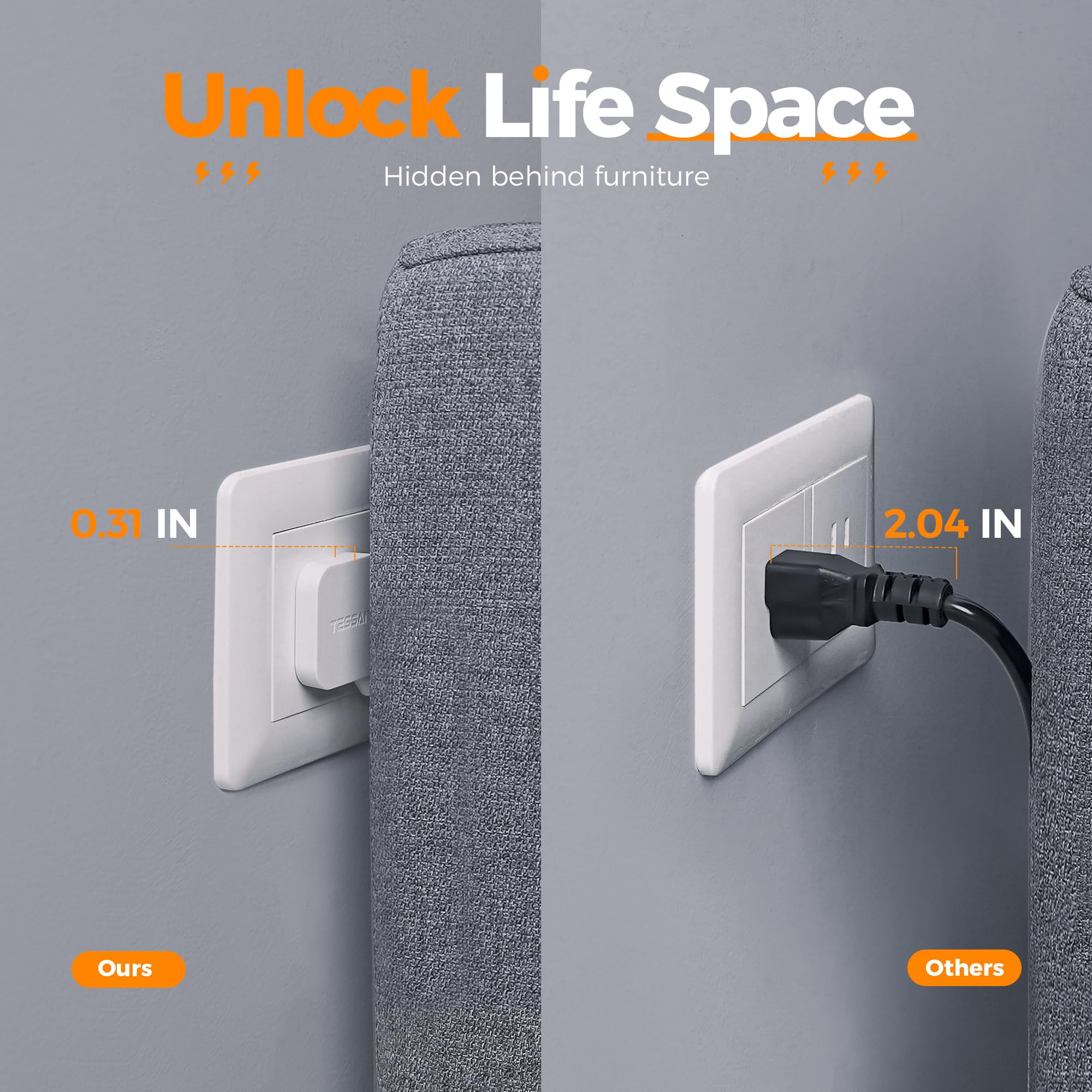 Foto 4 pulgar | Regleta De Alimentación Con Protector Contra Sobretensiones Tessan 7 En 1 Con 4 Salidas Y 3 Usb - Venta Internacional.