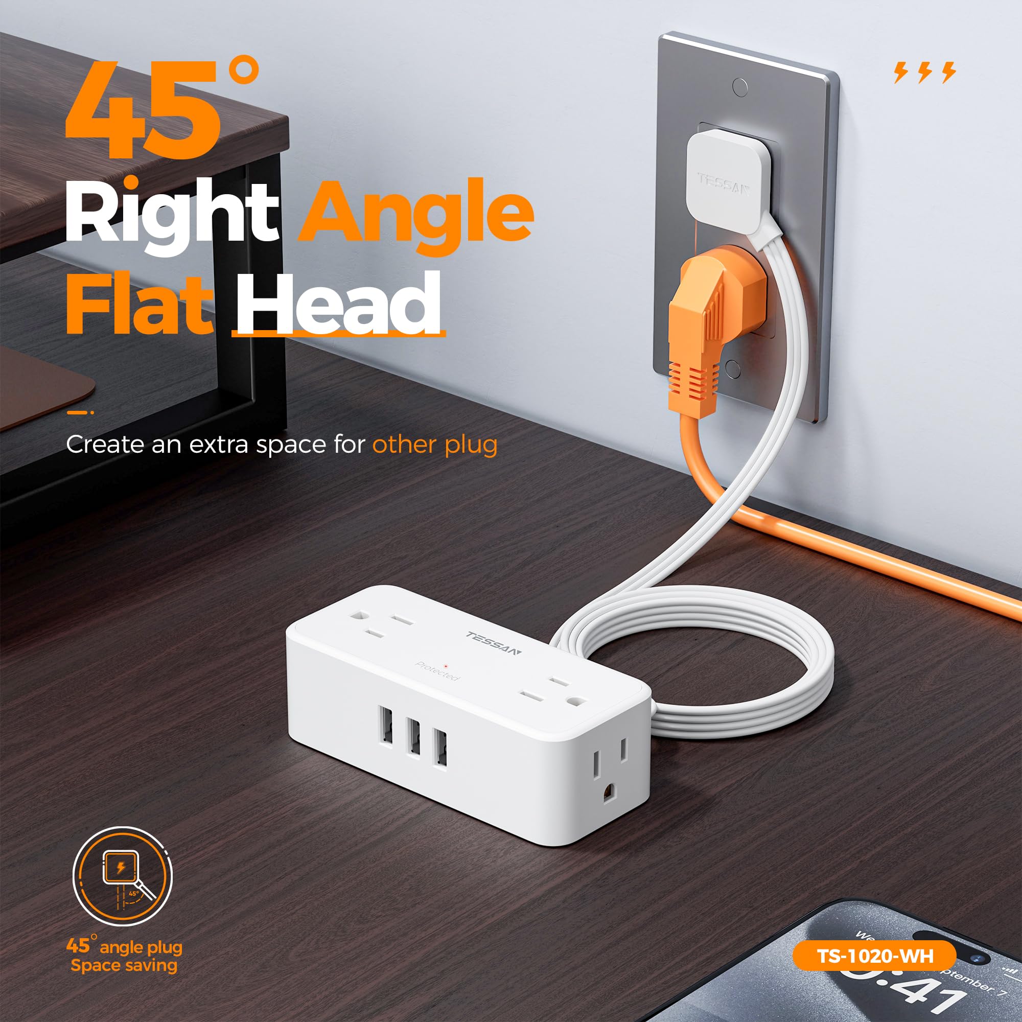 Foto 8 pulgar | Regleta De Alimentación Con Protector Contra Sobretensiones Tessan 7 En 1 Con 4 Salidas Y 3 Usb - Venta Internacional.