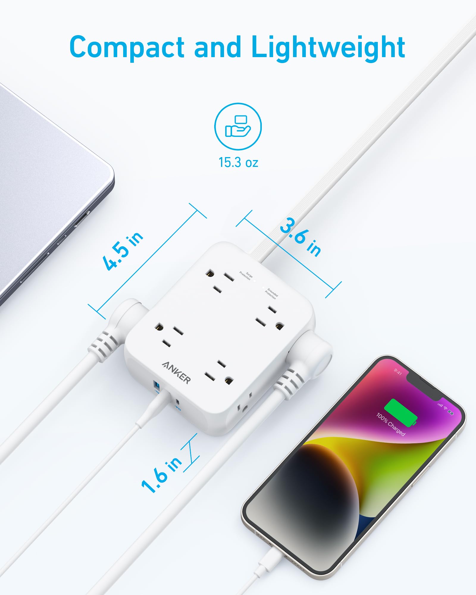 Foto 6 pulgar | Protector Contra Sobretensiones Power Strip Anker, 8 Salidas, 2 Usb A, 1 Usb C - Venta Internacional.