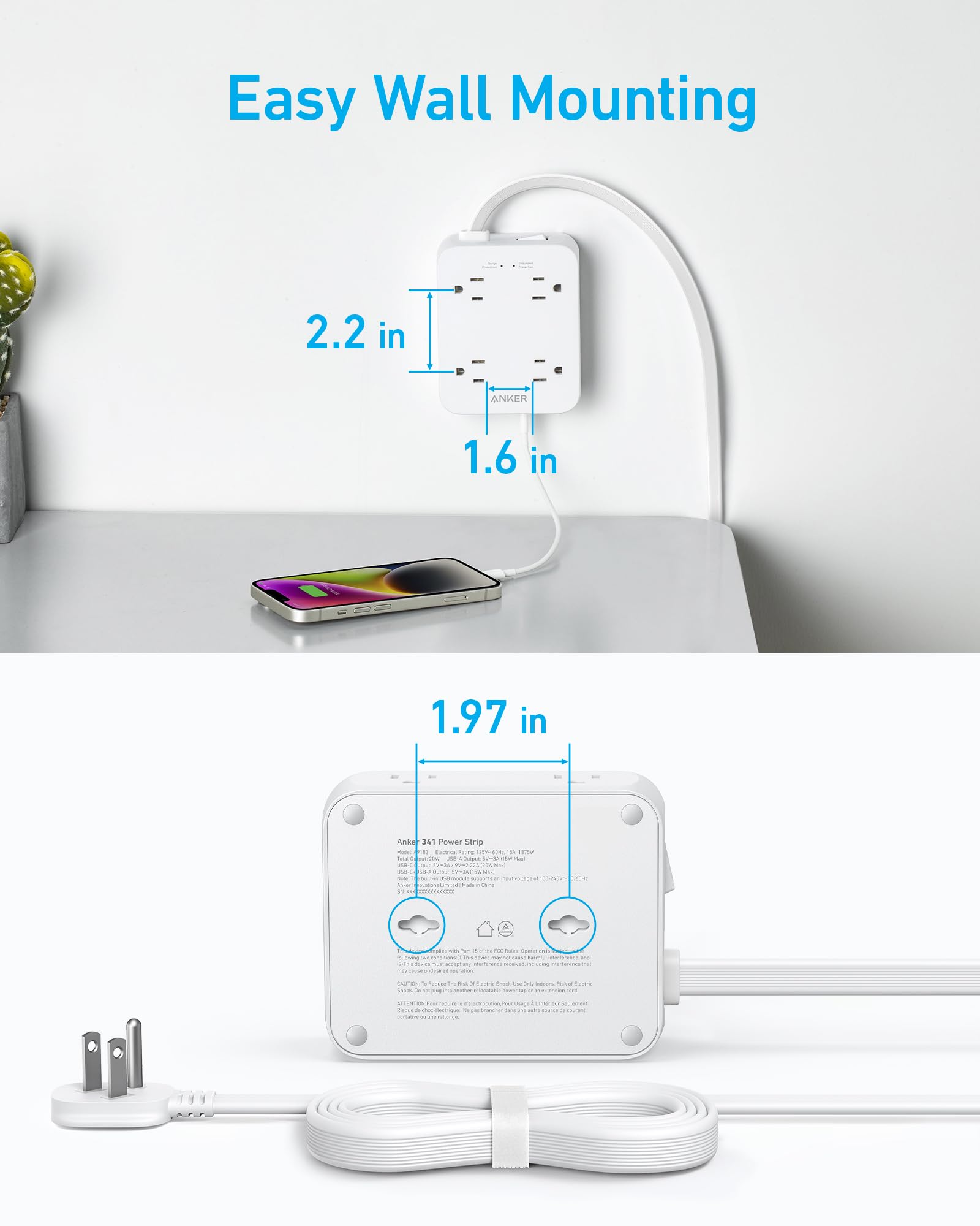 Foto 7 pulgar | Protector Contra Sobretensiones Power Strip Anker, 8 Salidas, 2 Usb A, 1 Usb C - Venta Internacional.