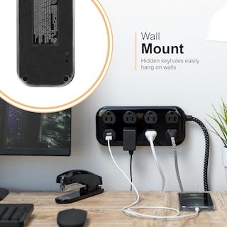 Foto 3 | Protector Contra Sobretensiones Ge 7 Outlet 2 Usb-a 2.4a 1470j 4 Pies Negro 82593 - Venta Internacional.