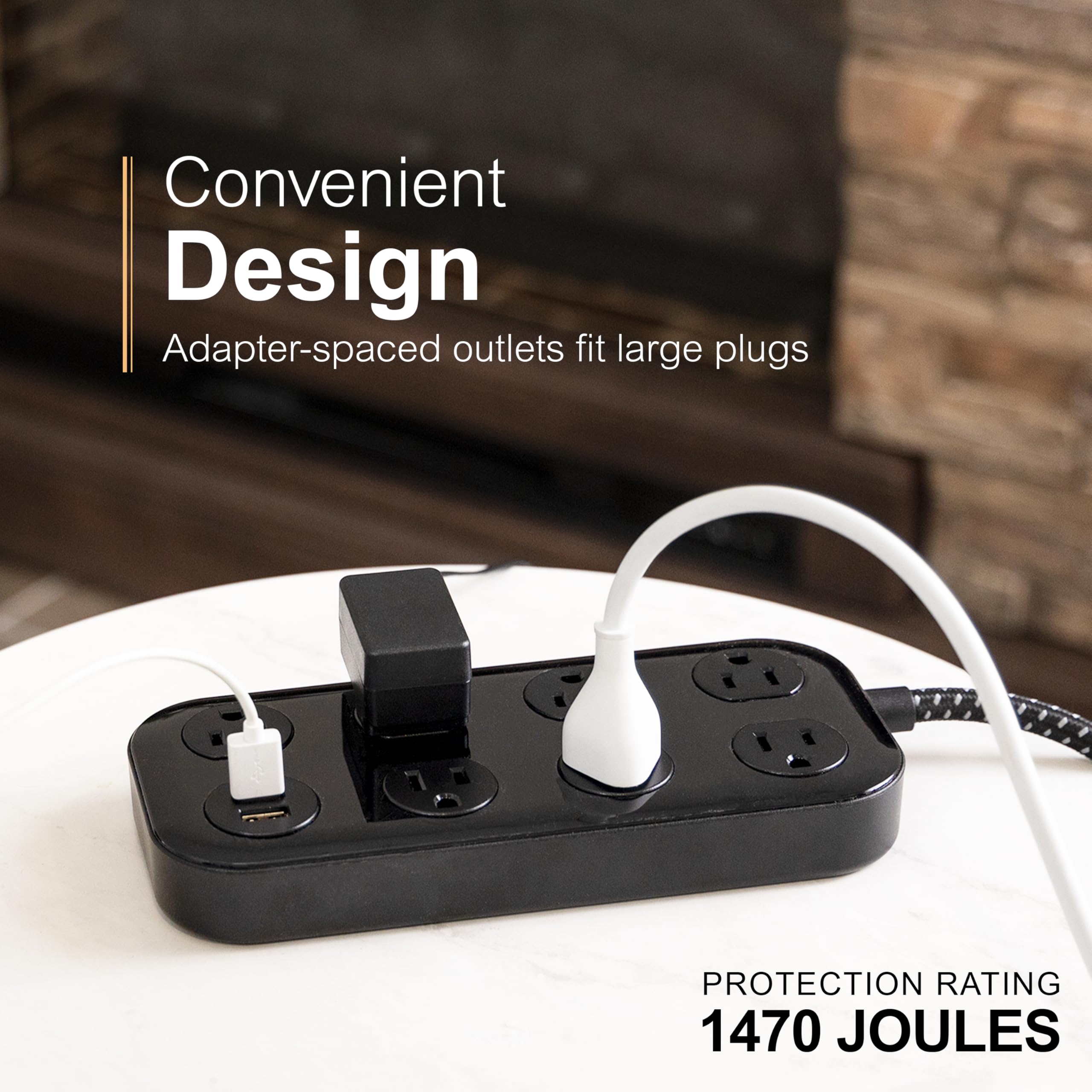 Foto 5 pulgar | Protector Contra Sobretensiones Ge 7 Outlet 2 Usb-a 2.4a 1470j 4 Pies Negro 82593 - Venta Internacional.