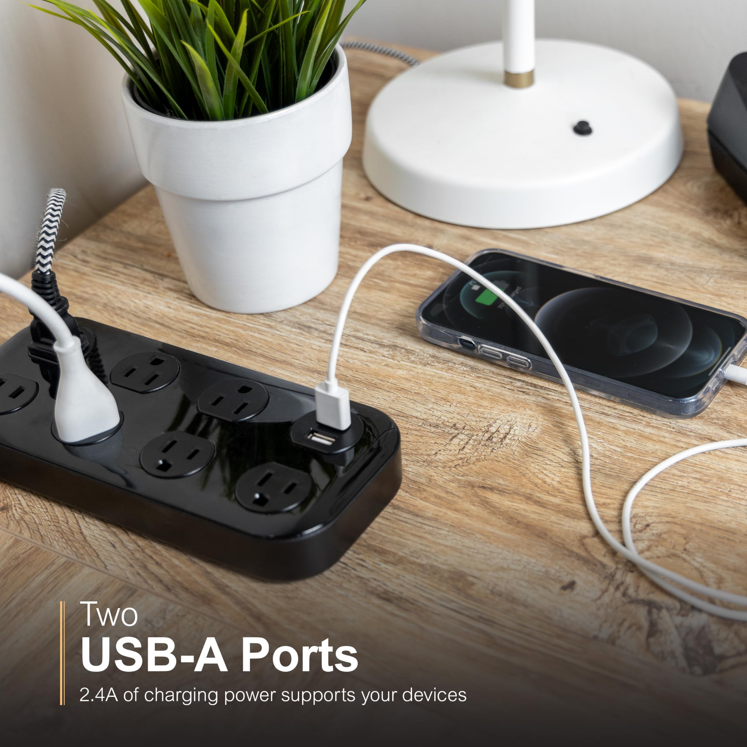 Foto 6 pulgar | Protector Contra Sobretensiones Ge 7 Outlet 2 Usb-a 2.4a 1470j 4 Pies Negro 82593 - Venta Internacional.