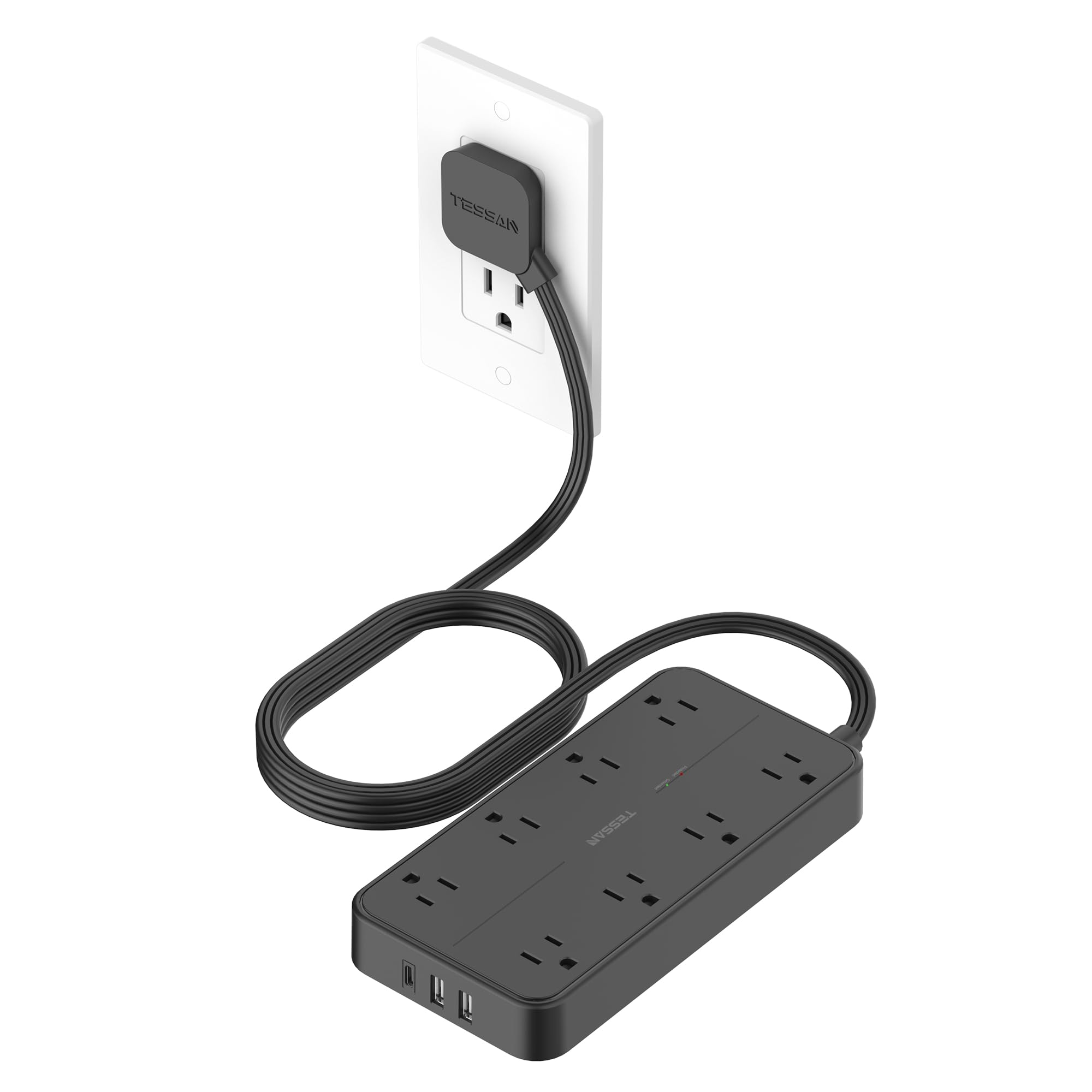 Foto 2 pulgar | Protector Contra Sobretensiones, Regleta Tessan, 8 Salidas Y 3 Puertos Usb - Venta Internacional.