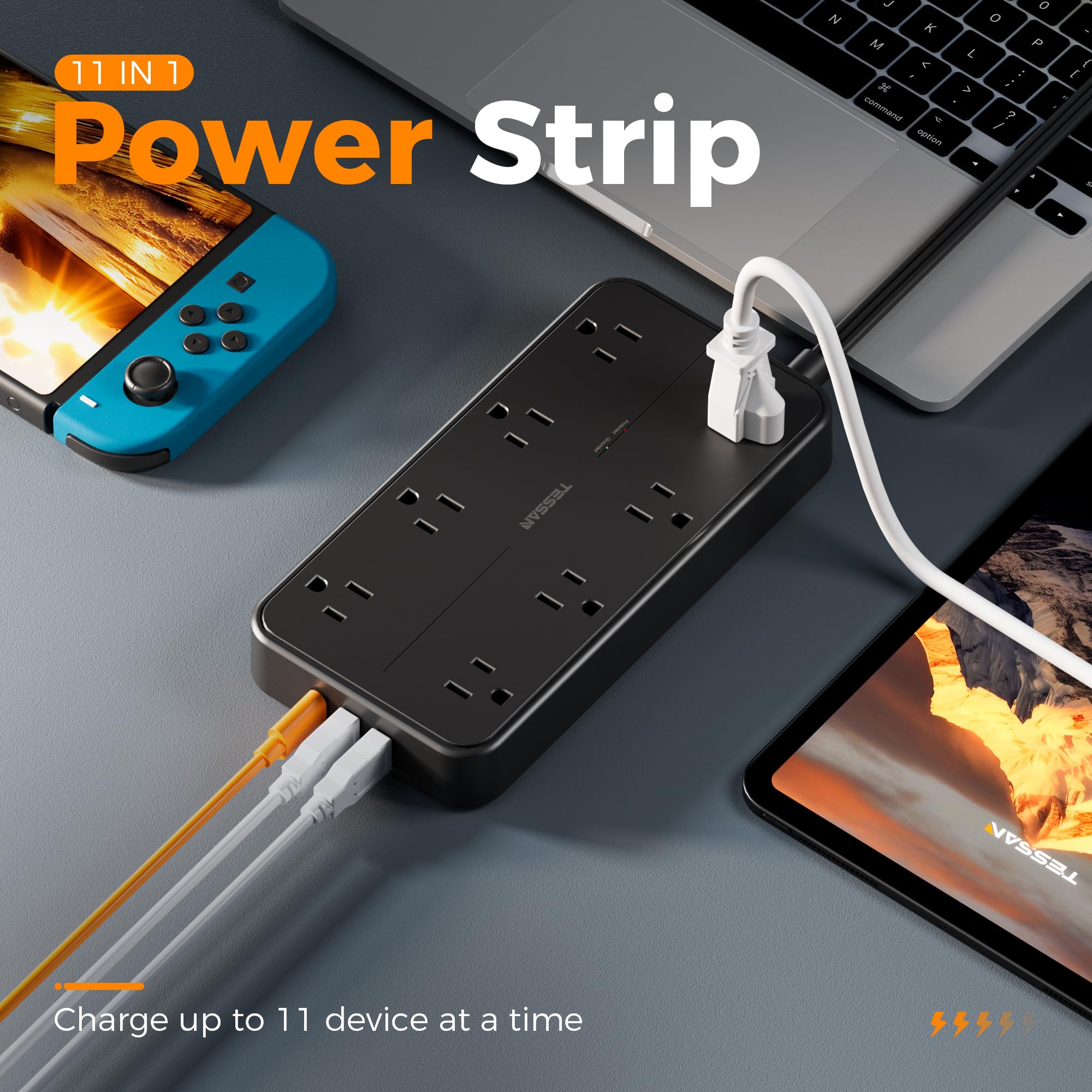 Foto 3 pulgar | Protector Contra Sobretensiones, Regleta Tessan, 8 Salidas Y 3 Puertos Usb - Venta Internacional.