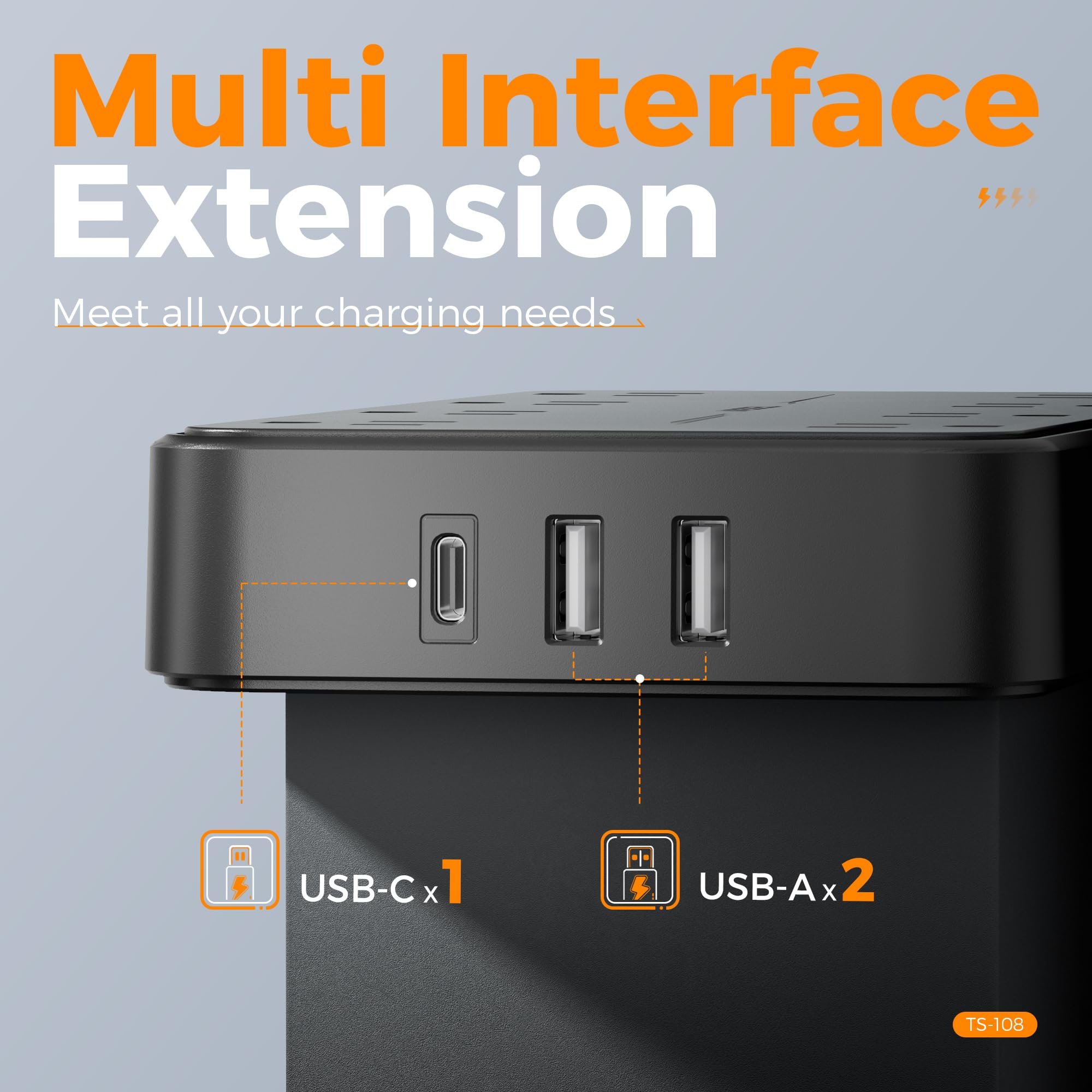Foto 4 pulgar | Protector Contra Sobretensiones, Regleta Tessan, 8 Salidas Y 3 Puertos Usb - Venta Internacional.