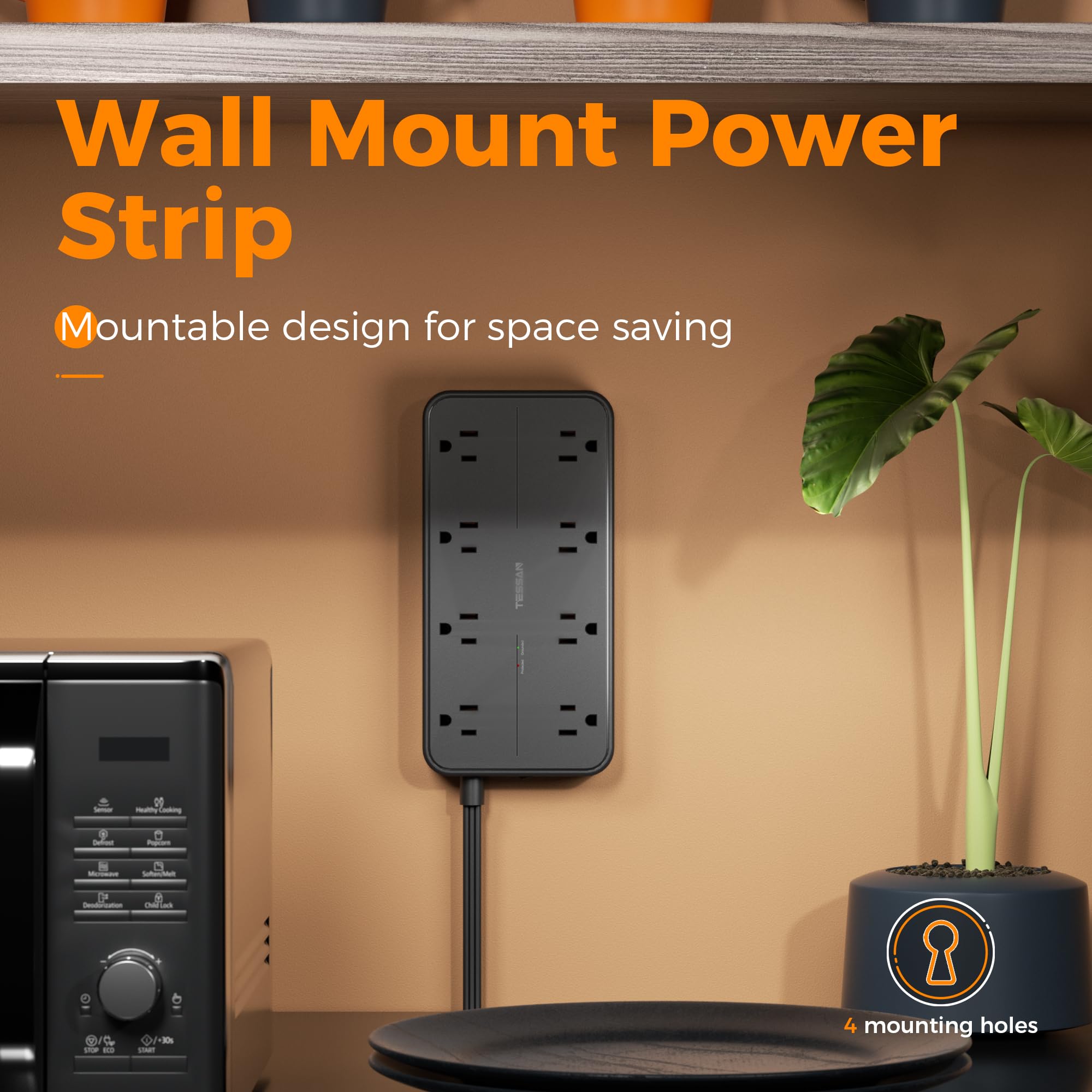 Foto 7 | Protector Contra Sobretensiones, Regleta Tessan, 8 Salidas Y 3 Puertos Usb - Venta Internacional.