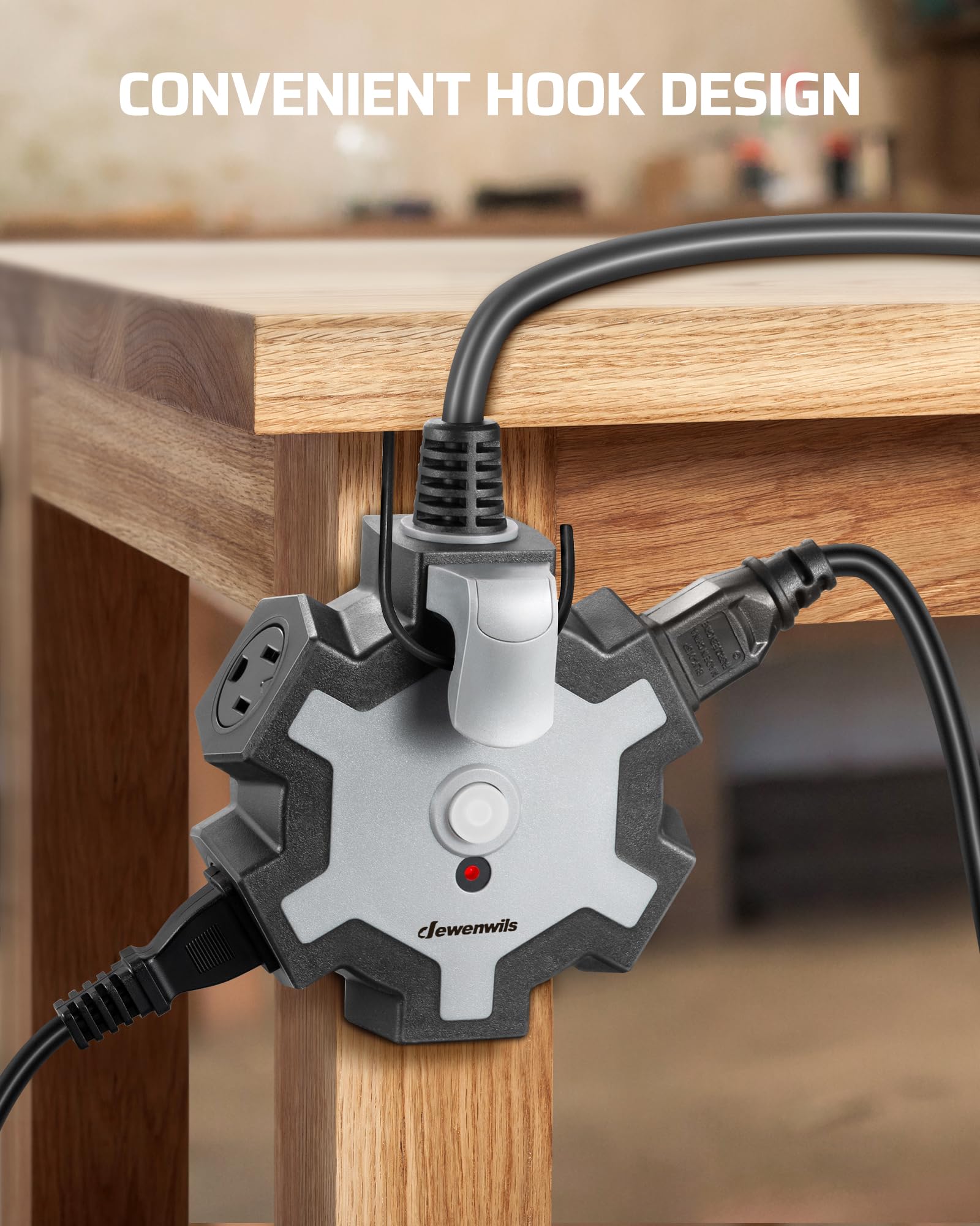 Foto 5 pulgar | Power Strip Dewenwils Industrial De 5 Salidas, 15 Pies Con Interruptor De 15 A - Venta Internacional.