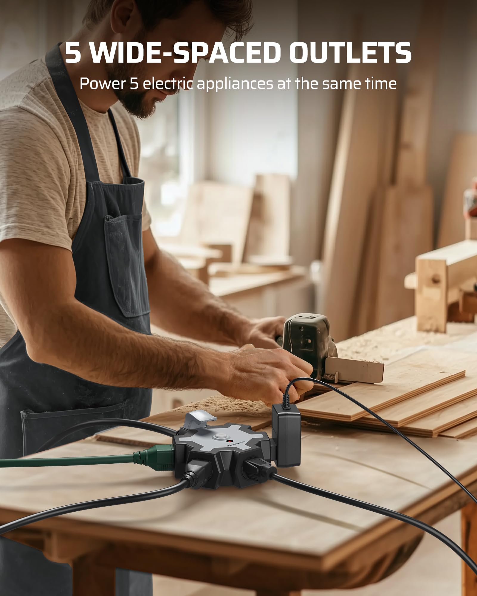Foto 7 pulgar | Power Strip Dewenwils Industrial De 5 Salidas, 15 Pies Con Interruptor De 15 A - Venta Internacional.