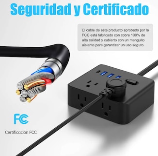 Foto 2 | Xtellar Regleta Multicontacto Premium Con Carga Rápida Usb Y Tipo-c, Cable Extensión 5m, Protección Sobrecarga