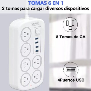 Foto 2 | Xtellar Regulador Multicontactos Lujo Con 6 Tomas, 4 Usb - Seguridad Y Eficiencia Para Tus Dispositivos Electrónicos