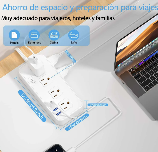 Foto 4 pulgar | Regulador Multifuncional Xtellar Con 8 Salidas De Alta Calidad, Puertos Usb Y Tipo C, Y Cable De Extensión De 5m