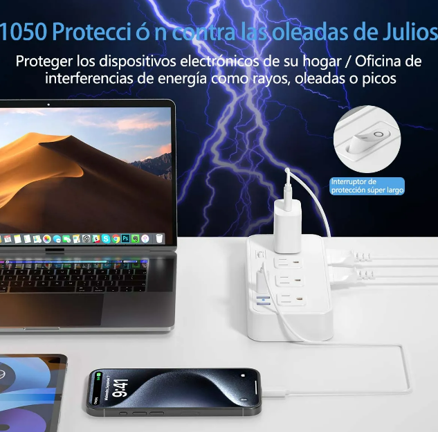 Foto 5 pulgar | Regulador Multifuncional Xtellar Con 8 Salidas De Alta Calidad, Puertos Usb Y Tipo C, Y Cable De Extensión De 5m