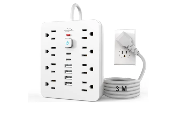 Xtellar, Regulador De Alta Potencia Con 11 Salidas, 4 Usb, 2 Tipo C Y Cable De 3 Metros Para Máxima Conectividad