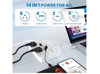 Foto 2 | Xtellar, Regulador De Alta Potencia Con 11 Salidas, 4 Usb, 2 Tipo C Y Cable De 3 Metros Para Máxima Conectividad