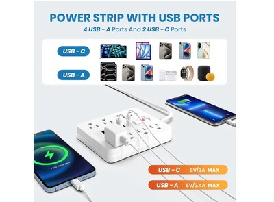 Foto 3 | Xtellar, Regulador De Alta Potencia Con 11 Salidas, 4 Usb, 2 Tipo C Y Cable De 3 Metros Para Máxima Conectividad