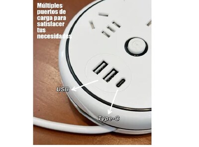 Foto 5 | Xtellar Multicontactos Retráctil De Viaje Con 4 Tomas Y 2 Puertos Usb