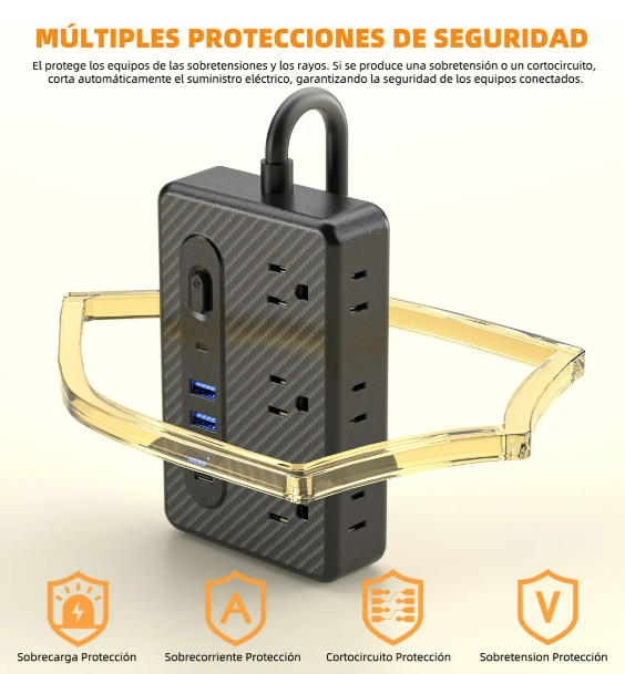 Foto 3 pulgar | Multiprotector De Voltaje Xtellar, Con 6 Tomas Ac, 3 Puertos Usb, 1 Tipo C, 1.2m