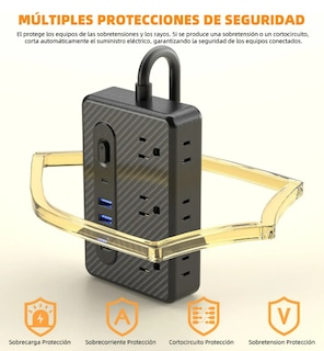 Foto 2 | Multiprotector De Voltaje Xtellar, Con 6 Tomas Ac, 3 Puertos Usb, 1 Tipo C, 1.2m