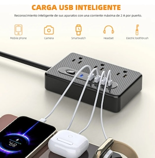 Foto 3 | Multiprotector De Voltaje Xtellar, Con 6 Tomas Ac, 3 Puertos Usb, 1 Tipo C, 1.2m
