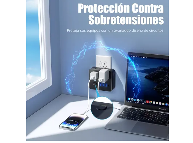 Foto 3 pulgar | Xtellar Adaptador Multicontactos Premium Con 4 Enchufes Y 4 Puertos Usb