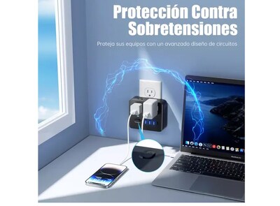 Foto 2 | Xtellar Adaptador Multicontactos Premium Con 4 Enchufes Y 4 Puertos Usb
