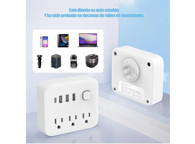 Foto 4 pulgar | Xtellar Adaptador Multicontactos Premium Con 4 Enchufes Y 4 Puertos Usb