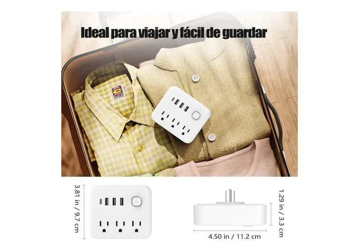 Foto 6 pulgar | Xtellar Adaptador Multicontactos Premium Con 4 Enchufes Y 4 Puertos Usb