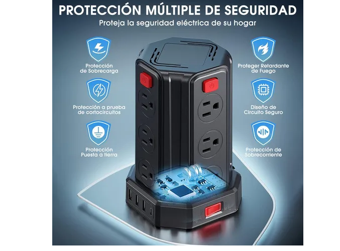 Foto 4 pulgar | Xtellar Torre Multicontacto Premium Estación De Carga Con 16 Puertos, Usb Y Ac, 5m