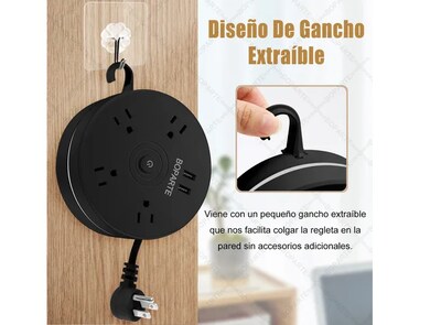 Foto 5 | Xtellar Regleta Ultramoderna Cargador Multifuncional, 4 Salidas Y 3 Puertos Usb Alta Velocidad, Negro