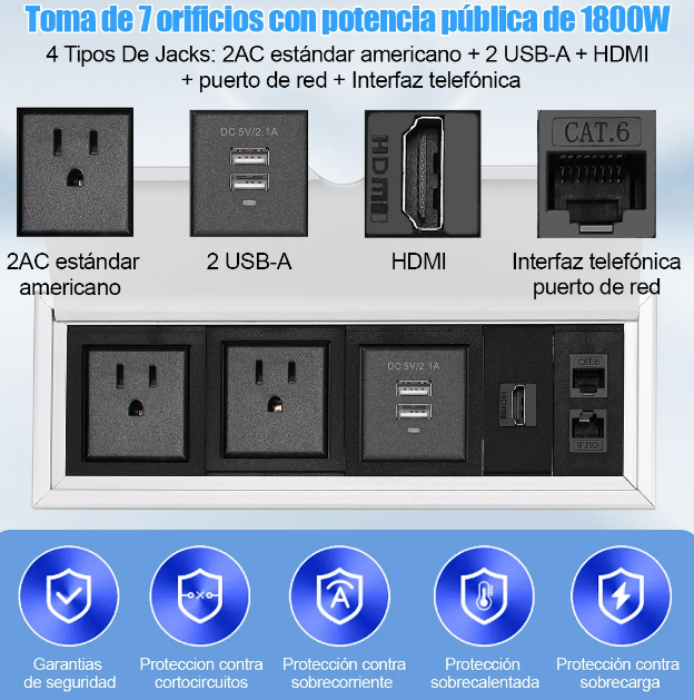 Foto 2 | Enchufe Multifuncional 7-en-1 Xtellar Para Escritorio Con Cargador Usb