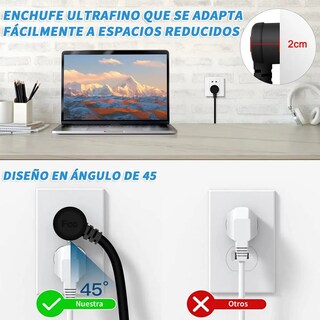 Foto 3 | Regleta Cargador Multicontactos Con 8 Salidas 3 Usb 1 Tipo C Lab.g Negro