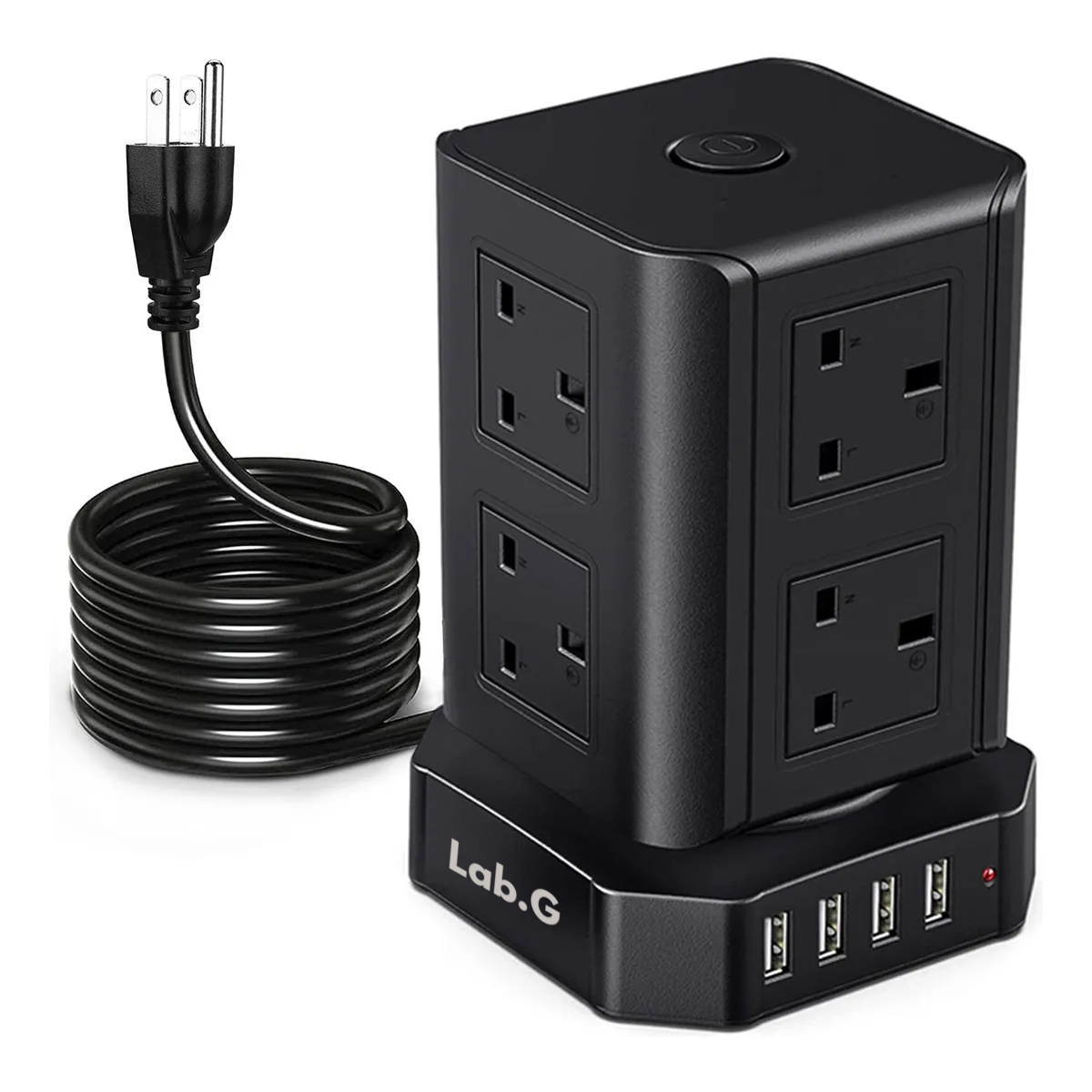 Foto 1 | Regleta Multicontacto Tipo Torre D/8 Salidas Y 4 Puertos Usb Lab.g Negro
