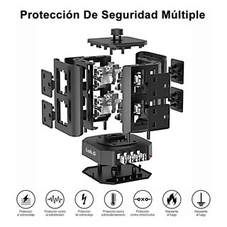 Foto 2 | Regleta Multicontacto Tipo Torre D/8 Salidas Y 4 Puertos Usb Lab.g Negro